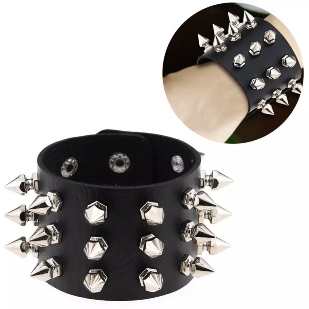 Punk Gothic Rock Leather‎ Cuff Bracelet